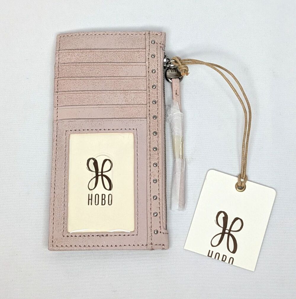 HOBO Carte Leather Card Case with Studs - Blossom Pink & Silver, NWT